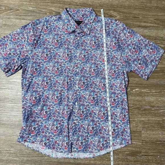 Men’s XL Floral Short Sleeve Button Down Shirt Pronto Uomo Men’s Warehouse EUC - Picture 7 of 7